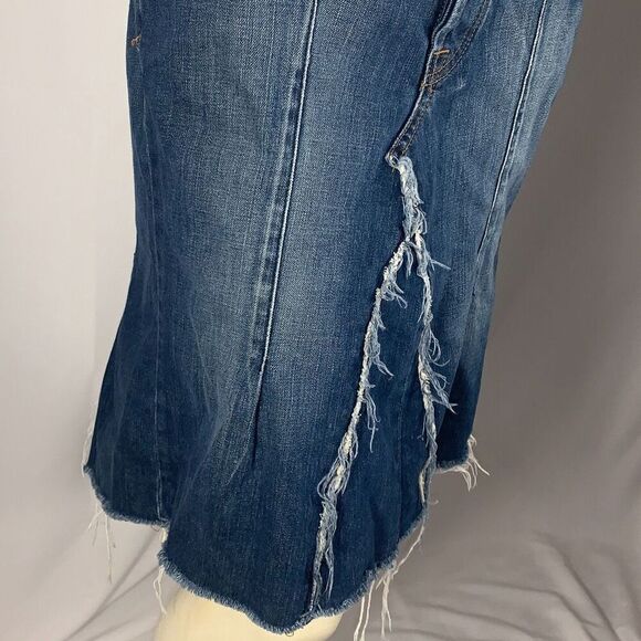 Vintage Y2K Lucky Brand Rosey Raw Hem Asymmetrical Denim Skirt Size 10 - Picture 2 of 12